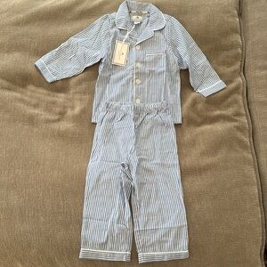 Petite Plume toddler French blue seersucker pajamas